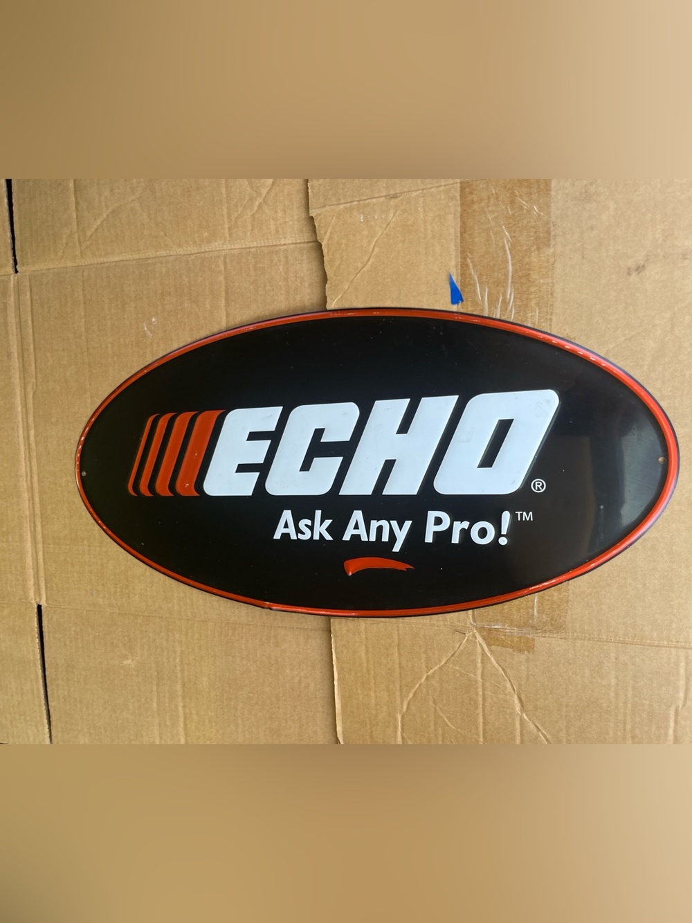 Echo Black and Orange Oval Logo Wall Sign 24”x 12”